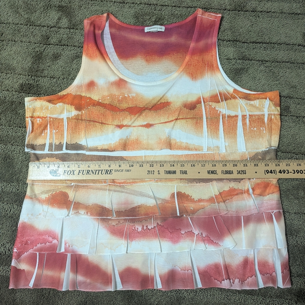 Coldwater Creek Women's Tie Dyed Tier Top 3x In Fall Colors Check Measurements.